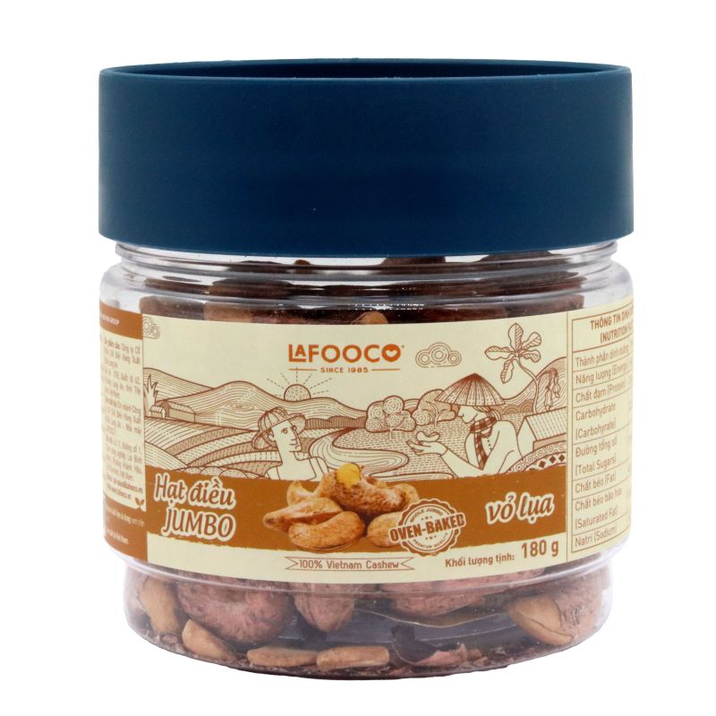 HẠT ĐIỀU JUMBO VỎ LỤA LAFOOCO 180G/ HŨ  – HẠT BIG SIZE