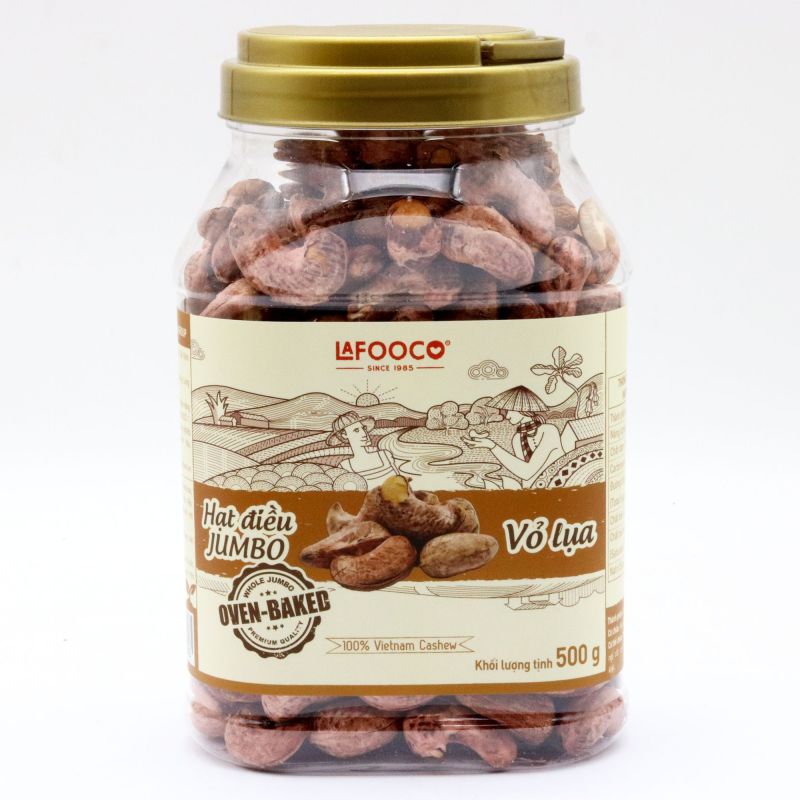 HẠT ĐIỀU JUMBO VỎ LỤA LAFOOCO 500G/ HŨ  – HẠT BIG SIZE